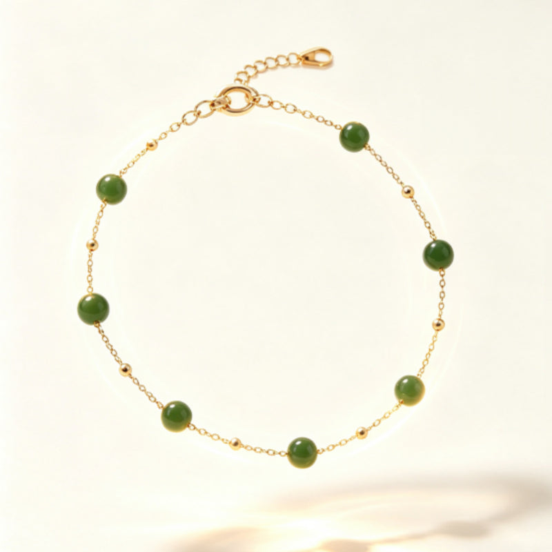Bracelet en jade Hetian naturel Lotus Éclat Pur