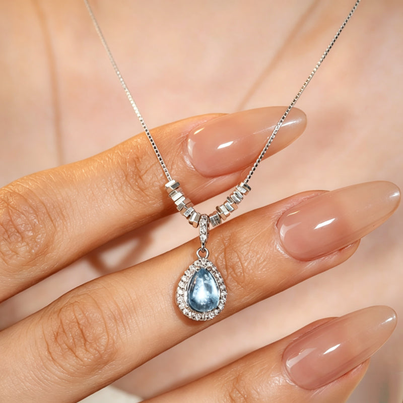 Natural Aquamarine Necklace – Activate Throat Chakra, Clear Expression, Attract Benefactors