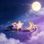 Moon Star Opal Rose Gold Earrings - Positive Energy Chase Negativity