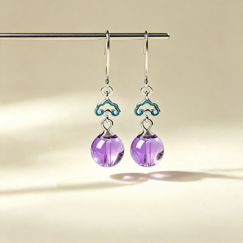 Natural Amethyst Crystal Earrings - Boosts Spiritual Awareness
