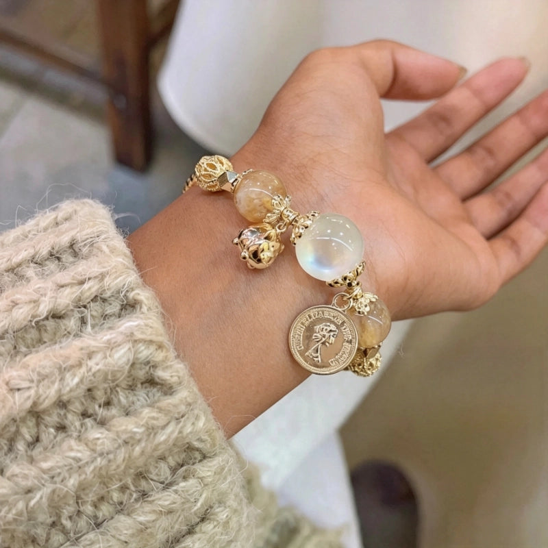 Citrine Golden Pig Charm Bracelet – Attract Wealth, Boost Career, Grow Abundance