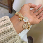 Bracelet avec pendentif cochon doré citrine – Attire la richesse, stimule la carrière, augmente l'abondance