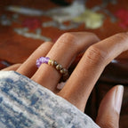 Natural Amethyst & Agarwood Ring - Wear Luck and Tranquility