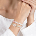 Natural Rose&Clear Quartz Prehnite White Agate Bracelet - Tranquility and Strength