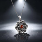 Lotus with Red Agate S925 Necklace - Clear All Negative Energy