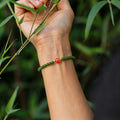 Hetian Green Jade & Ice Floating Southern Red Agate Bracelet – Soothes Emotions