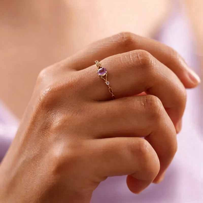 Natural Amethyst Ring - Violet Glow Eases Restless Minds