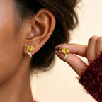 Boucles d'oreilles clous renard en citrine naturelle