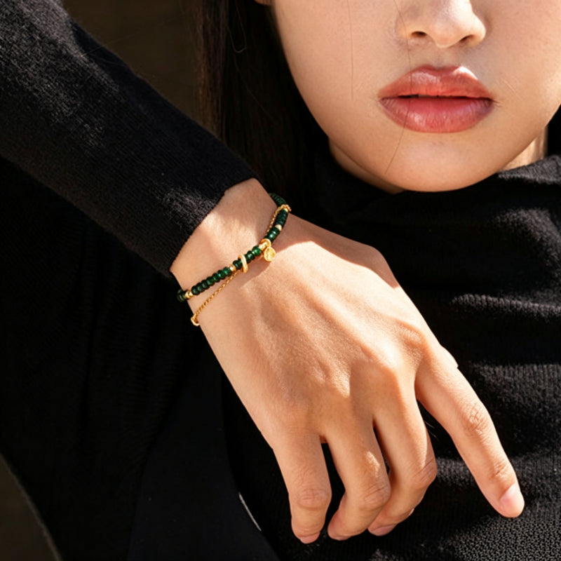 Bracelet en jade Hetian naturel Lotus Éclat Pur