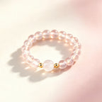 Natutal Rose Quartz Elastic Ring - Love and Peace