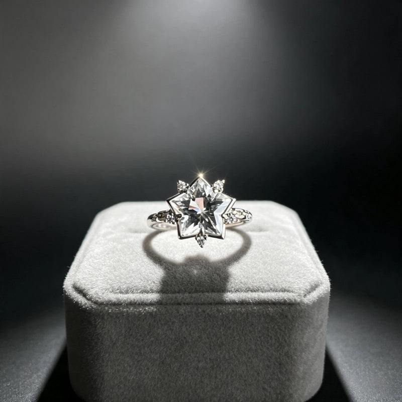 Natural Clear Crystal Star Ring - Delivers Sweet Romantic Love