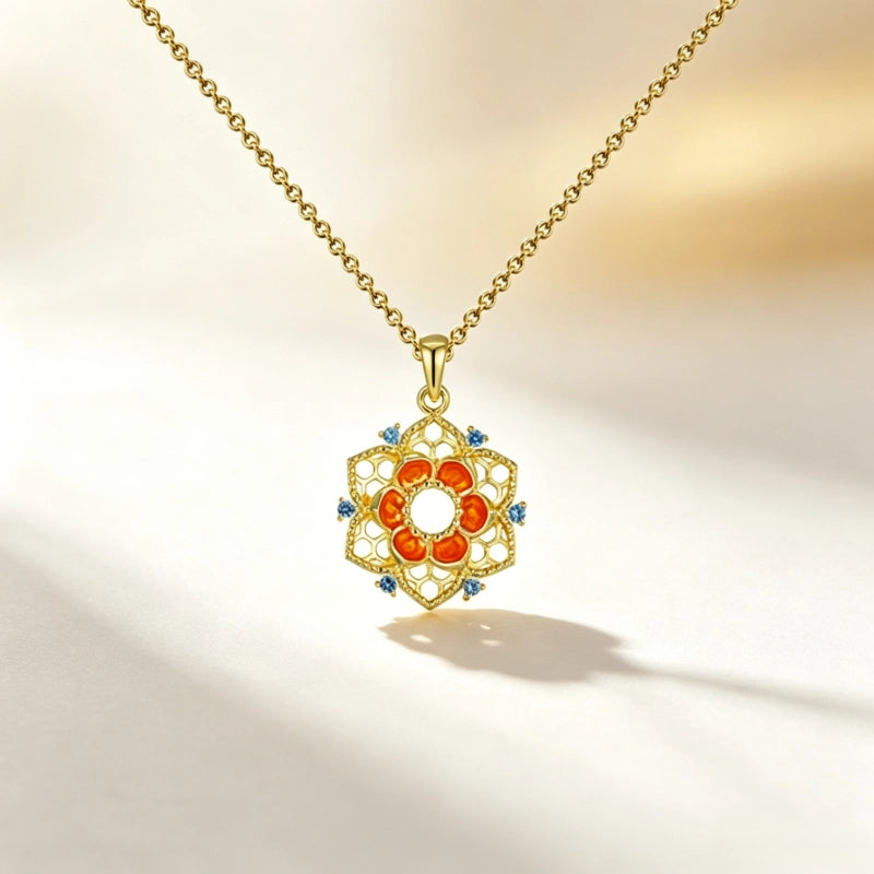 Collier ras-du-cou « Lian Huang » Lotus oriental – Bijoux de style chinois