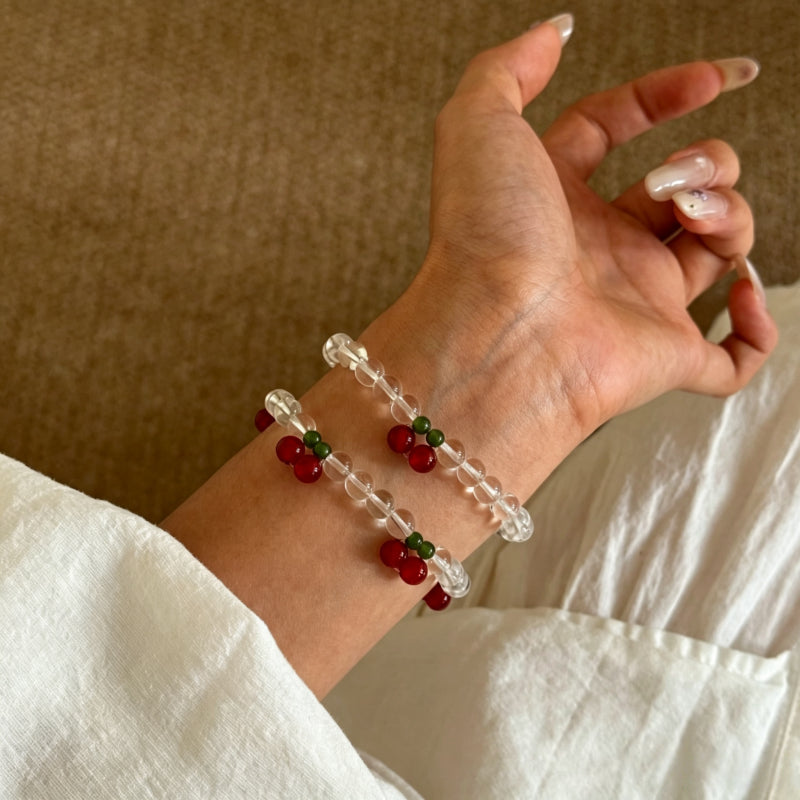 Cherry Clear Quartz Bracelet – Purify, Attract Wealth, Boost Relationships