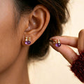 Golden Bunny Amethyst Earrings - Banishes Negative Energy