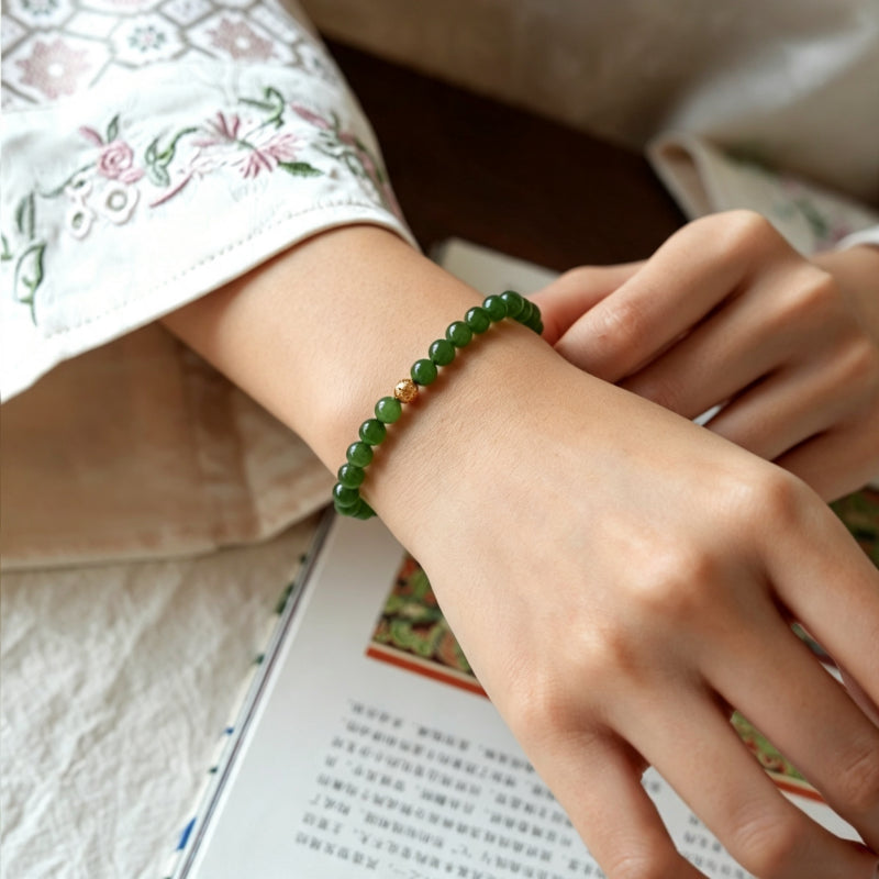 Natural Hetian Jasper Bracelet - Smooth, Serene, and Special