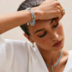 Bracelet porte-bonheur double couche aigue-marine - Souhait de l'océan