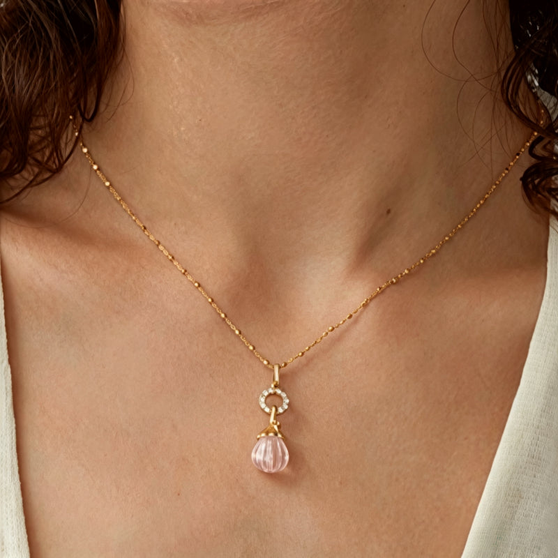 Flacon de parfum en quartz rose et quartz clair – Amour et Clarté