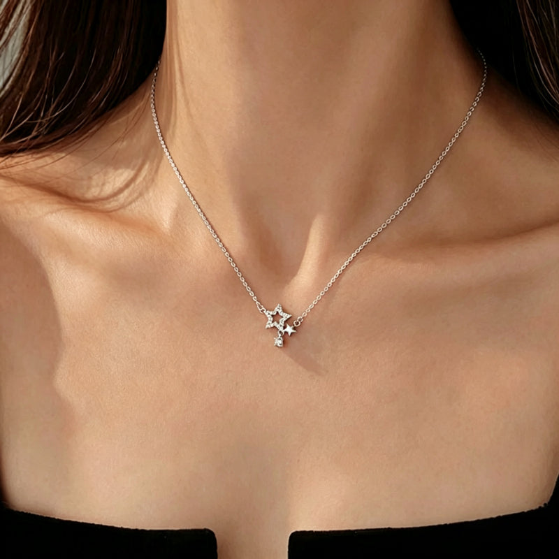 Moon & Star Necklace - Stars guide your way, the moon guards your nights