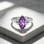Bague Pétale Prune en Améthyste Naturelle "Calm Insight"