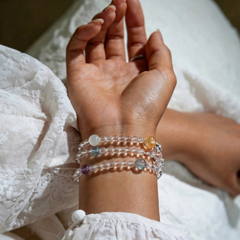Clear Quartz & Multi-Stones Bracelet– Purify Mind, Open Path, Attract Luck