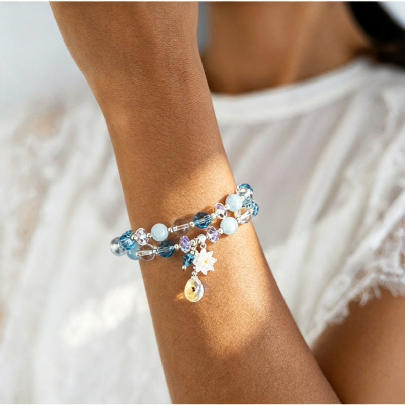 Bracelet de jade serpentin naturel Renouveau du lotus