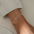 Double Chain Star Moon S925 Bracelet, Delicate Gift for Her