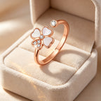 Bague Cœur Trèfle à quatre feuilles en Or Rose — Chanceux de t'avoir rencontrée, mon Seul et Unique Amour