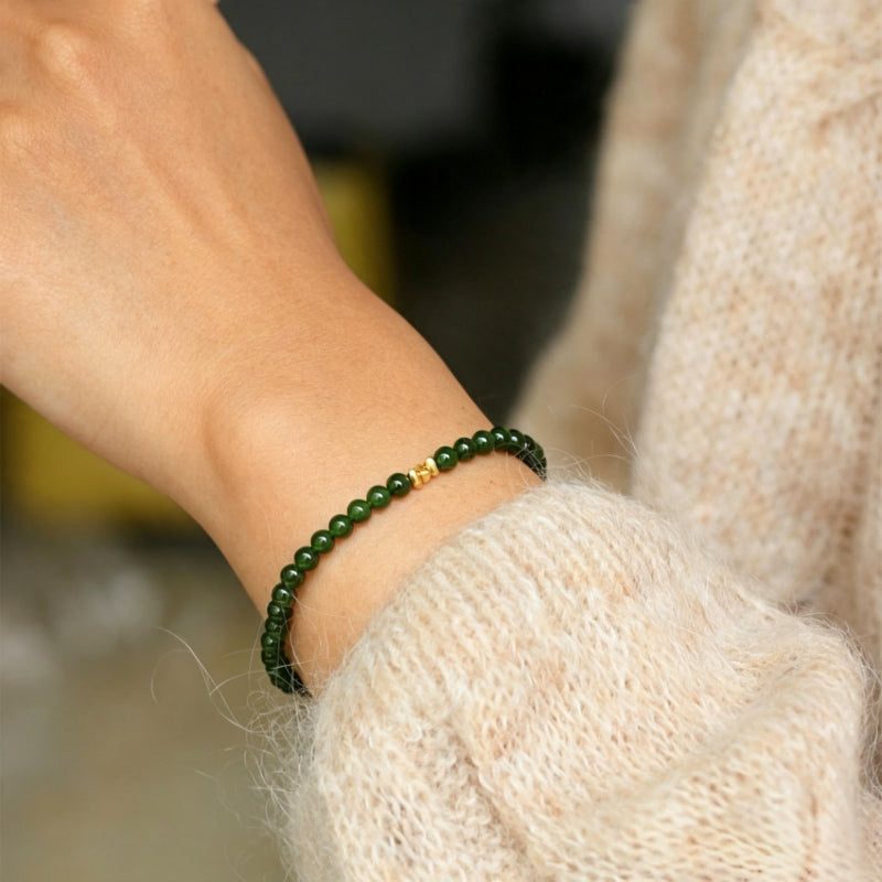 Spinach Green Hetian Jade Bracelet— Pure Grace Hetian Jade