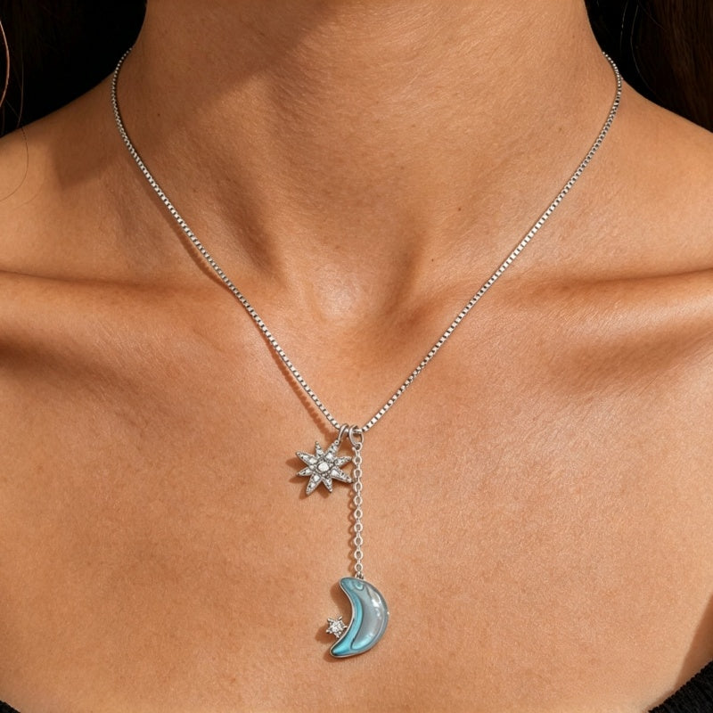 Twilight Shine Moon & Star Necklace - Calm Your Soul