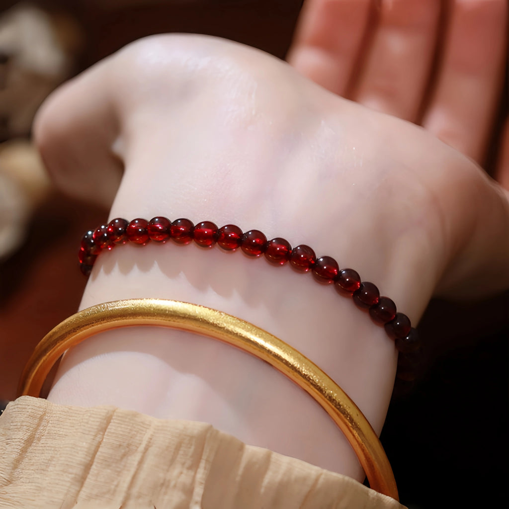 Natural Garnet Stackable Bracelet - Vitality & Warmth
