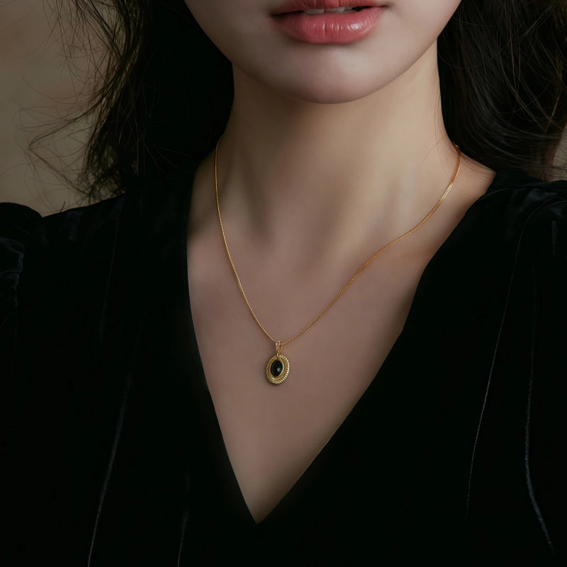 Natural Tiger Eye Stone Necklace, Vintage Maillard Collarbone Women's Chain