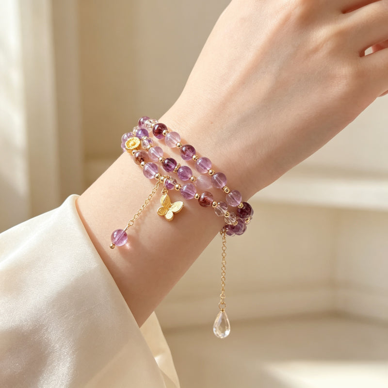 Citrine & Amethyst Double-Layer Bracelet - Attract Wealth, Boost Luck, Layer for Career Success