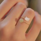 Bague Fleur Torsadée en Jade Hetian - Énergie Apaisante, Chance Durable