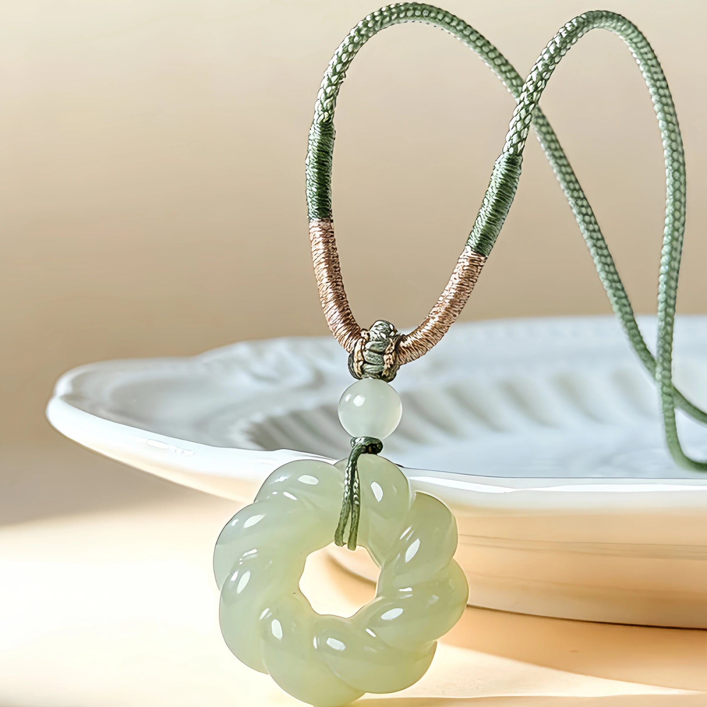 Collier Lotus Dew en jade Hetian naturel