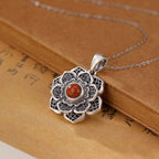 Lotus with Red Agate S925 Necklace - Clear All Negative Energy