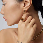 Bague en pierre naturelle Œil de tigre, lave S925 irrégulière - Cadeau de Saint-Valentin