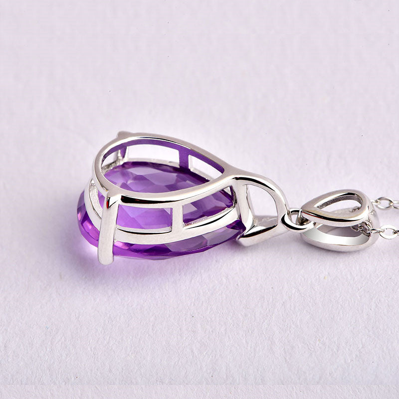 Serene Violet Drop Natural Crystal Necklace — Find Balance with Amethyst Energy