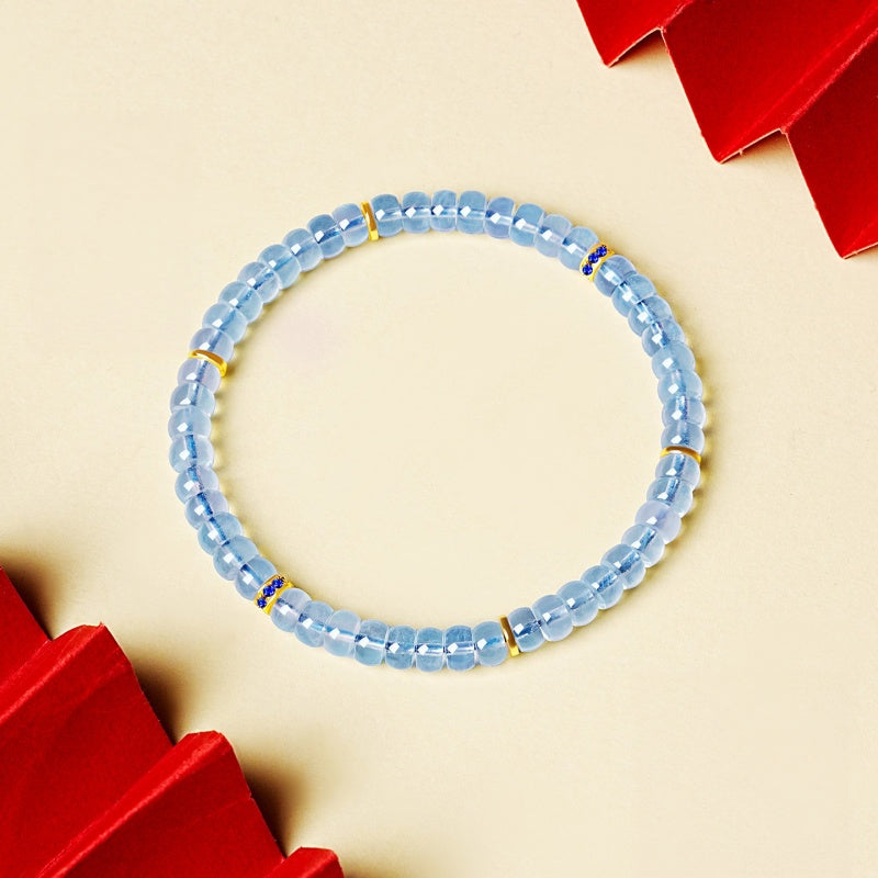 Bracelet lune en aigue-marine naturelle