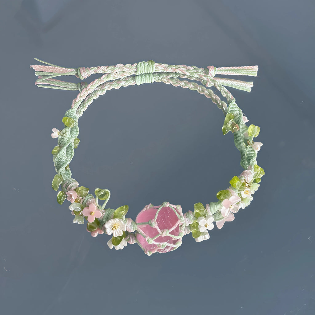Bracelet tressé floral fait main