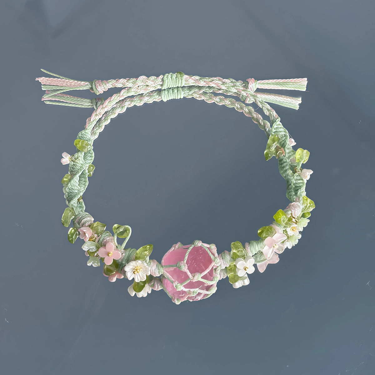 Bracelet tressé floral fait main