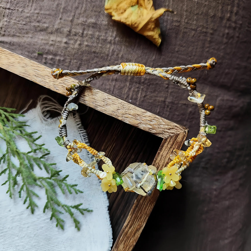 Bracelet tressé floral fait main