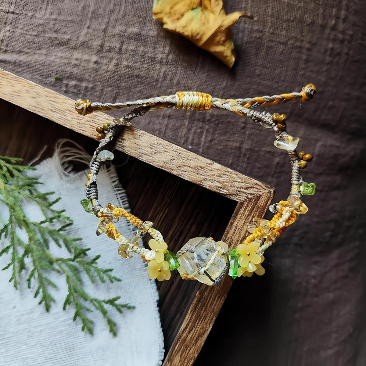 Natural Citrine Braided Bracelet - For Abundant Energy
