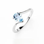 Bague Aigue-Marine Argent S925 Anneau Goutte de Chance