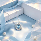 Blue Tears Moon & Star S999 Necklace - Long Lasting Fortune