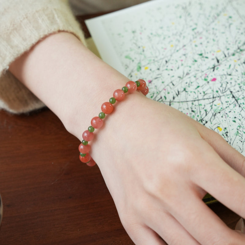 Bracelet en jade Hetian naturel Lotus Éclat Pur