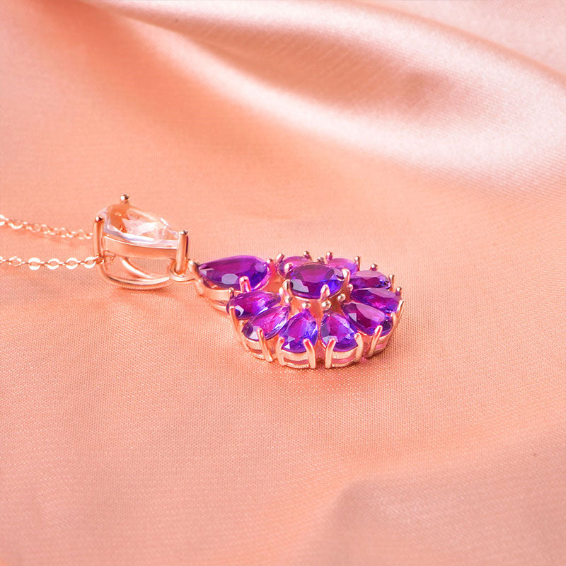 Royal Purple Bloom Natural Amethyst Necklace - Calm & Clarity
