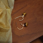 C-Shape Tiger Eye Two-Wear Earrings, Niche Vintage Maillard Crystal Jewelry for Wealth