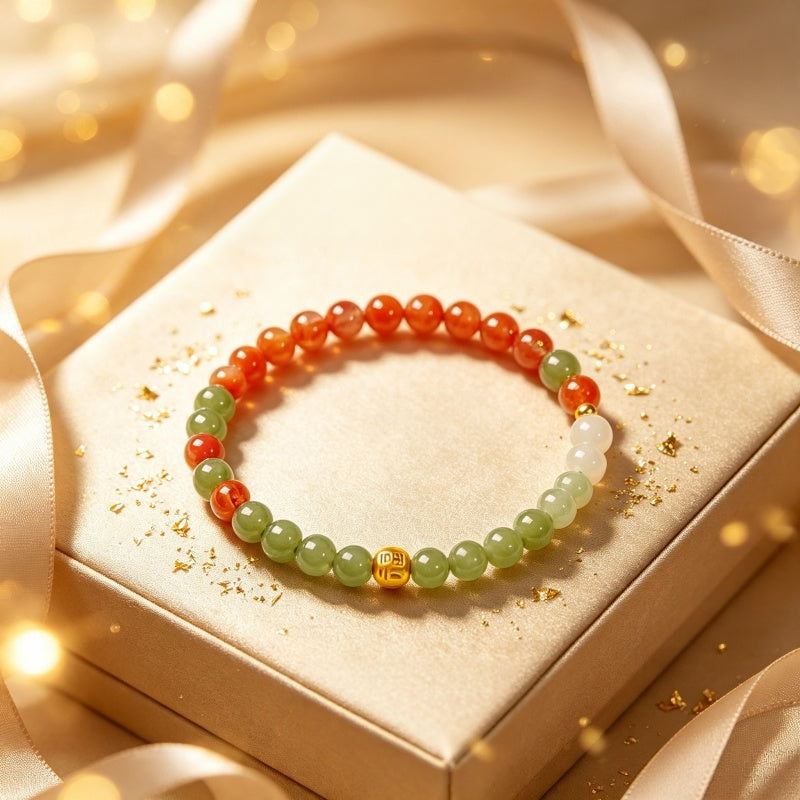 Bracelet en jade Hetian naturel Lotus Éclat Pur