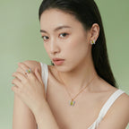 Hetian Jade Butterfly Necklace Ring Earrings Jewelry Set - stands for purity