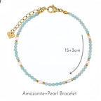 Ice-blue Amazonite Square-cut Facets Stackable Bracelet - Enhance Energy and Balance Spirit